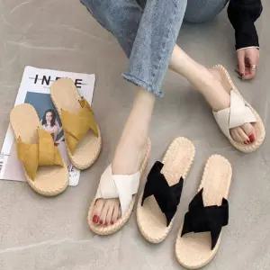 3컬러 스웨이드 슬리퍼 스트랩 쪼리 여름 여성 가벼운 Wzx1+4Ilm