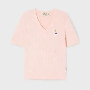 [롯데백화점]후아유 [여성] Steve V-neck Cable Short Sleeve Sweater / WHKAG2411F