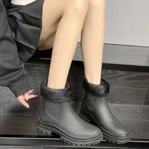 겨울 비오는날 털 첼시 레인부츠 데일리 여자 장화 Ces8+7QEd