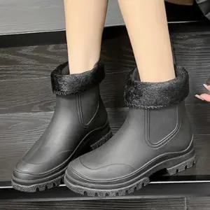 여성 기모안감 털 데일리 첼시 레인부츠 TAIN32