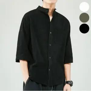 롤업 남자 셔츠 린넨 반팔 여름 소매 차이나카라 jAM6+2ddh