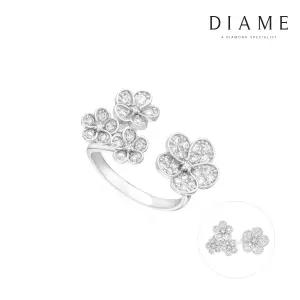 로맨틱가든 러브플라워 18K골드 랩그로운 다이아몬드 오픈 반지 FGDR1332WLAB