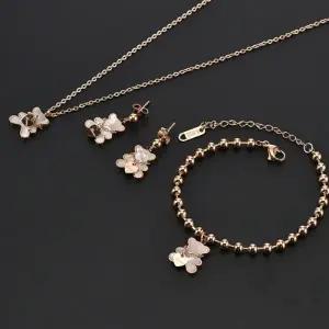 써지컬 주얼리 3종세트 테디베어 목걸이 팔찌 귀걸이 로즈골드