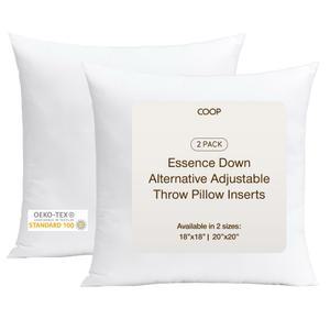 코프 홈 에센스 조절 가능한 던지기 다운 소파 쿠션 또는 사각 대체 세트 베개 인서트 베개 거실용 획득 장식용 2개 침대 의자용 오에코텍스 18x18
