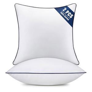 소파 침대 거실 실내 호텔 던지기 면 사각 베개를 쿠션 장식용 포함된 삽입물(18x18인치(2팩)-블루 엣지) 플러피 2종 100% 세트 위한 필러가 흰색 베개 커버