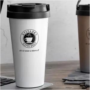 카페스타일 밀폐 뚜껑 텀블러 450ML 화이트 보온보냉 다회용컵 물병