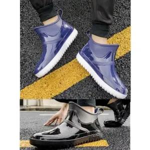 [룽스]부츠 앵클 기장 광택 캐주얼 남성 레인부츠