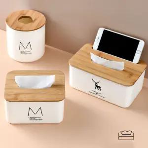 원목 원형 각티슈 휴지 케이스 인테리어소품 커버 플라스틱 꽂이 테이블 각보관함 모던 거실