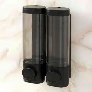 벽걸이 비누디스펜서 2구 블랙 벽걸이세제통 물비누통 샴푸린스용기 디스펜서펌프 욕실디스펜서