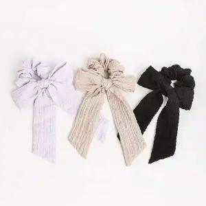 시후주얼리 긴리본 패브릭 곱창밴드 스크런치 HA881Hs 베이지 블랙