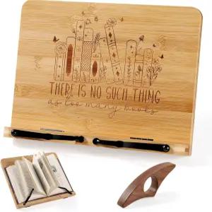 독서 애호가를 위한 Maities 책 선물 2종 대나무 책꽂이 조절 가능한 트레이와 엄지 책이 있는 페이지 종이