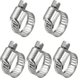 코젤로 5Pcs 스테인리스 스틸 호스 클램프 2/5인치에서 5/8인치(10-16mm)로 조절 가능한 헤비 듀티 웜 기어