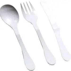 KNORK 에코 24피스(포크 나이프 스푼) 식물 기반 식기 재사용 가능한 대나무 세트 흰색