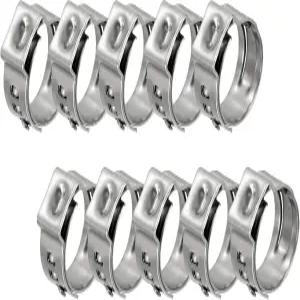 볼탈리본 10팩 스테인리스 스틸 싱글 이어 호스 클램프 조절 가능한 8.3-10mm 헤비 듀티 신치 링 크림프