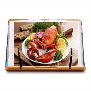 두꺼운 교과서를 위한 대나무 조절식 대형 책꽂이 주방 카운터 쿡북 스탠드 페이지 클립 로스쿨용 데스크톱