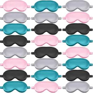 게이가 24피스 실크 수면 마스크 부드러운 새틴 마스크와 조절 가능한 신축성 스트랩으로 수면을 위한