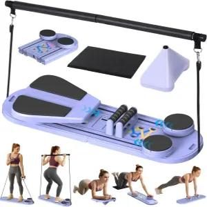 워마운츠 필라테스 보드 홈 운동용 타이머가 장착된 7-in-1 다기능 리포머 세트 여성용 휴대용 접이식 장비