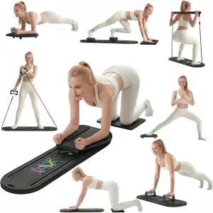 필라테스 보드 휴대용 6 in 1 리포머 접이식 가정용 다기능 복부 Ab 트레이너 여성용 운동기구 퍼플