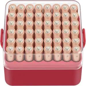 알시온 배터리 정리함 보관 케이스 48개 AAA 배터리용 금고 상자 용기 여행가정사무실용 플라스틱 투명