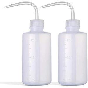 돈스트로우 워시 보틀 2pcs 250ml / 8온스 안전 물주기 도구, 용 다육질 세척을 위한 좁은 입 눈금 라벨이 있는 경제적인 플라스틱 스퀴즈