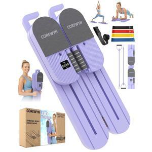 코어윈 휴대용 필라테스 리포머 보드 for 홈 운동 u2013 매끄러운 전신 트레이닝, 저항 밴드, 도어 앵커 및 가이드