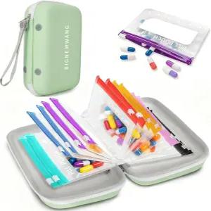 초대형 주간 알약 정리 세트 가정 및 여행용 14개의 코드 파우치가 포함된 재사용 가능한 가방 7일간 AM PM