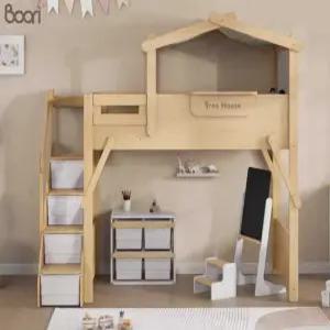 어린이 아동 2층 원목 침대 계단 사다리 하우스 우드