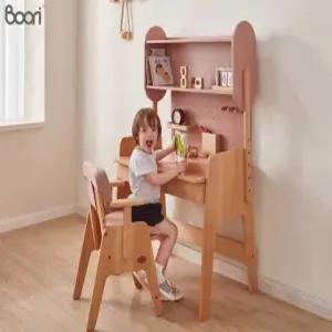 핑크색 원목 어린이 책상 여아 초등학생 의자 세트