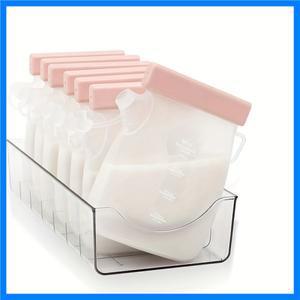 실리콘 모유 저장팩 재사용 가능, 11oz/320ml 이중 누출 방지 냉동팩, BPA 프리 자립형 우유팩