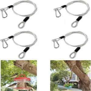 카라비너 클립이 달린 나무용 20인치 프리미엄 금속 화분 걸이 버드 피더 케이블 4개 하우스 후크 및 체인