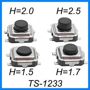 50PCS 슈퍼 작은 촉각 푸시 버튼 스위치 전화 SMD 마이크로 순간 3X3X1.5/1.7/2/2.5mm PCB 장착 블랙