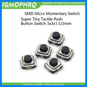 50PCS 슈퍼 작은 촉각 푸시 버튼 스위치 전화 SMD 마이크로 순간 3X3X1.5mm PCB 장착 블랙