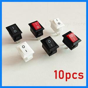 10Pcs 푸시 버튼 스위치 SPST 2Pin 3A 250V KCD11 스냅인 On/Off 로커 10x15mm
