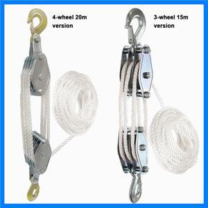270 ° 회전식 로프 풀리 블록 아연 합금 후크 휴대용 크레인 헤비 듀티 폴리에틸렌 호이스트 수동 리프팅