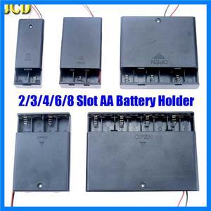 JCD 2 3 4 6 8 슬롯 AA 배터리 홀더 보관 케이스 박스 DIY 리드와이어 스위치 및 커버 포함 1.5V 표준 컨테