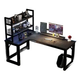 컴퓨터책상 ㄱ자 책상 160x100cm탄소섬유블랙왼쪽 게임방 코너형 게이밍 테이
