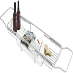 욕조 트레이 선반 확장형 스테인리스 스틸 테이블 (독서대 포함) 욕실 액세서리 및 정리를 위한 조절