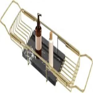 확장형 욕조 트레이 대리석 상판 스테인리스 스틸 테이블 욕실/주방 싱크대용 모던 럭셔리 선반 (골드 +