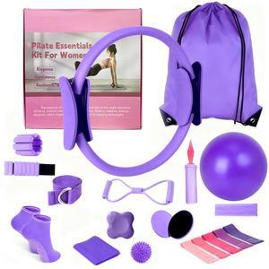 자이보라 필라테스 장비 세트 홈 운동용 u201315in1 링 및 볼 세트, 저항 밴드, 요가 액세서리, 코어 슬라이더 발목 웨이트, 필수품 키트