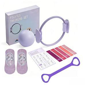 매직 서클이 있는 가정용 필라테스 운동기구, 5가지 저항 밴드, 볼, 탄성 밴드 - 초보자를 위한 로지웨이 키트