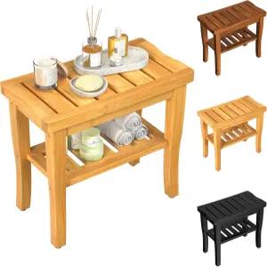 대나무 샤워 벤치 의자와 수납 선반 방수 의자 스파 목욕 시트 첫 번째 아파트 필수품 새 집 필수품에는