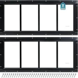 멜커스 헛간 창문 10 x23 2팩 트랜섬 고정 디자인 강화 유리 온실 차고 놀이방 저장실 블랙에 완벽합니다