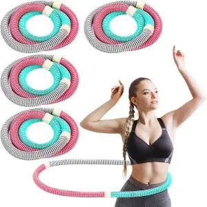 실리풀 4팩 3파운드 무게의 소프트 스프링 피트니스 후프 지방 연소 유산소 필라테스 여행을 위한 대용량