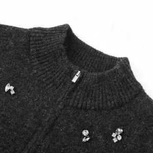 그레이 여친 니트 울 봄 셔츠 큐빅 차이나 맨투맨 풀오버 다크 티 ST1