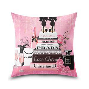 Bkyedsa 패션 던지기 베개 커버 인치 하이힐 여성용 침대 핑크 사각 플로럴 벨벳 침실 18x18 장식 소파
