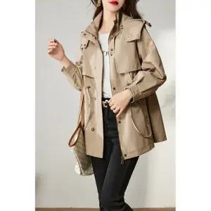 가을 숏스트링 후드 카키색 봄가을 트렌치 코트 여성점퍼 MF3