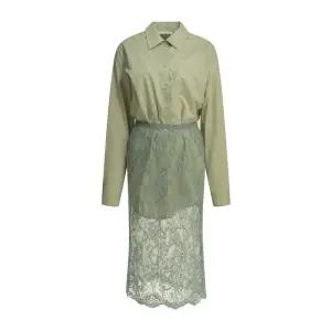 아크네스튜디오 레이어드 셔츠 칼라 레이스 스커트 원피스 A20912 CRW