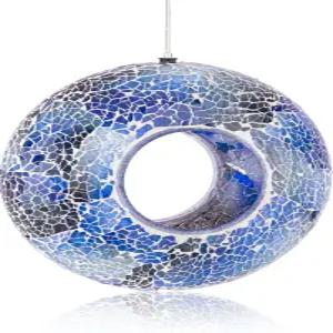 VCUTEKA 새 모이통 모자이크가 둥근 모양의 유리 용기로 외부에 매달려 정원 마당 뒷마당 데크 및 현관