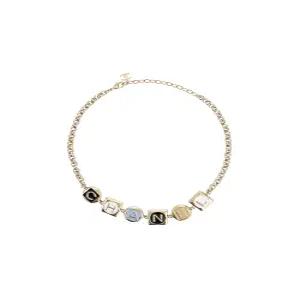 [엘러브] 새상품  25C 레터링 로고 참 네크리스 골드/멀티컬러 샴페인골드 6ET