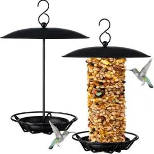 오토링 2개 실린더 새 모이통 야외 씨앗 케이크 금속 스위트 홀더 정원용 뒷마당 야생 (소설)